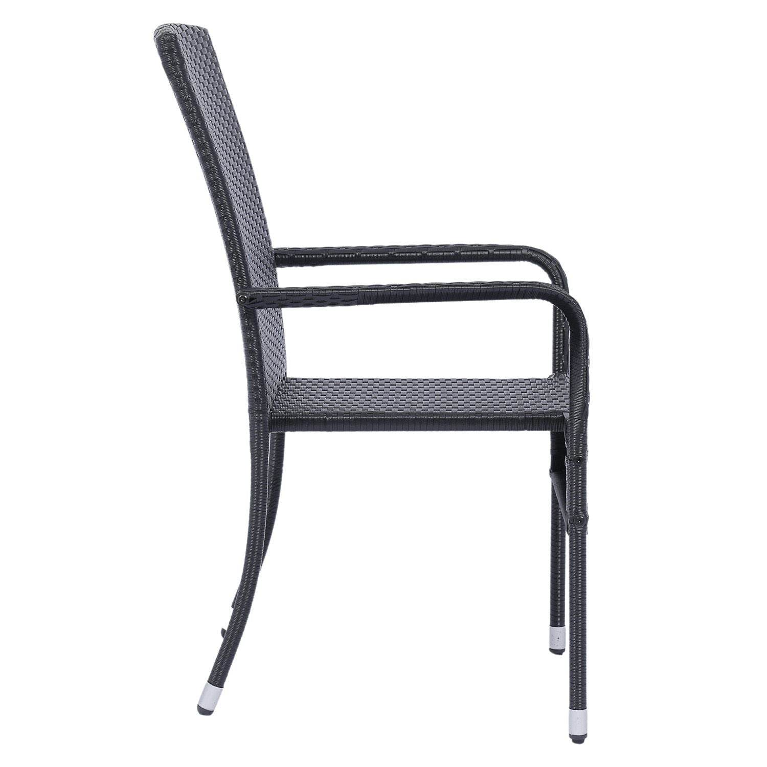 Polyrattan Gartenstühle Yoro 4er Set Schwarz - Palo24