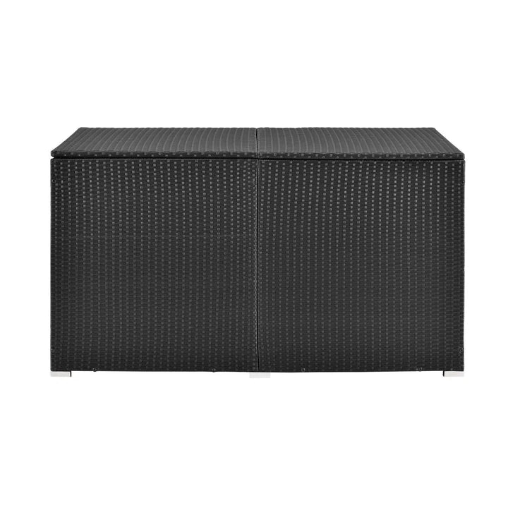 Contenitore per cuscini in polyrattan Ikaria nero con coperchio 950 litri