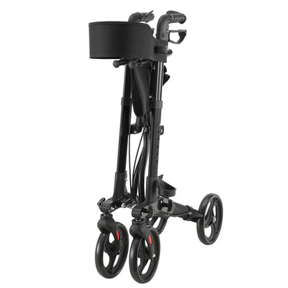 Aluminium Rollator Vital klappbar mit Sitzfläche & Einkaufstasche in schwarz