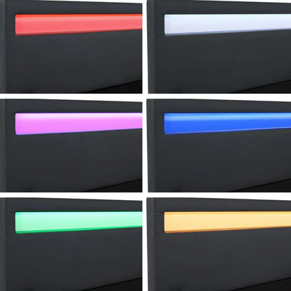 LED Polsterbett Sevilla 140 x 200 cm mit Lattenrost schwarz