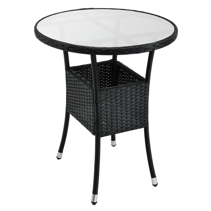 Set da balcone in polyrattan da 3 pezzi Bayamo nero/grigio