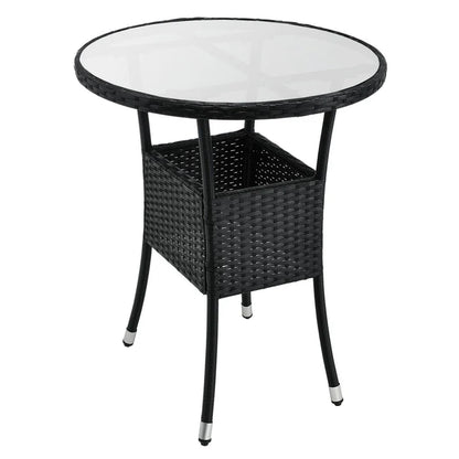 Set da balcone in polyrattan da 3 pezzi Bayamo nero/grigio