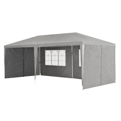 Tente de jardin tente de fête 3x6m avec parois latérales en gris foncé
