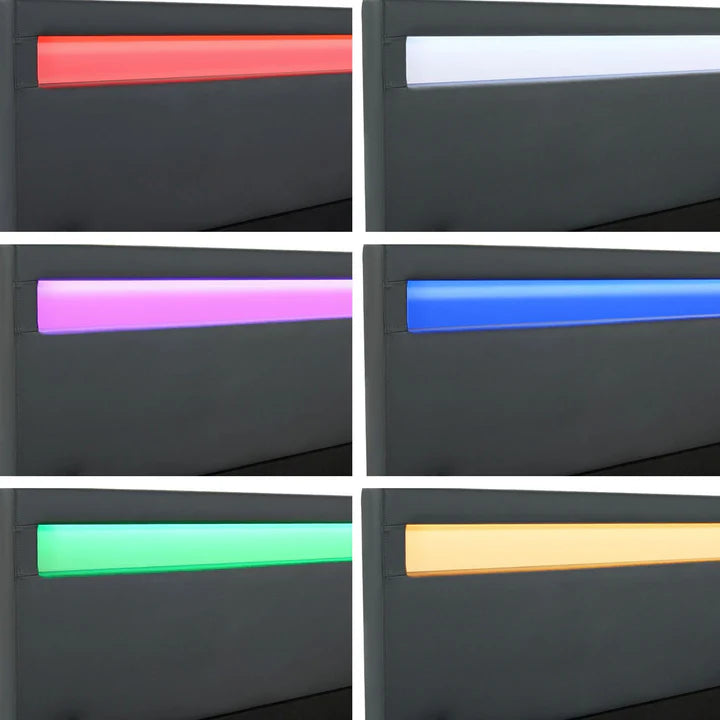 LED Polsterbett Sevilla 140x200 cm Lattenrost dunkelgrau