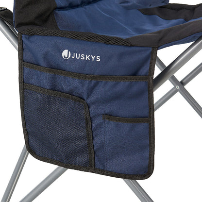 Chaise de camping Lido bleue, chaise pliante rembourrée avec porte-gobelet et sac