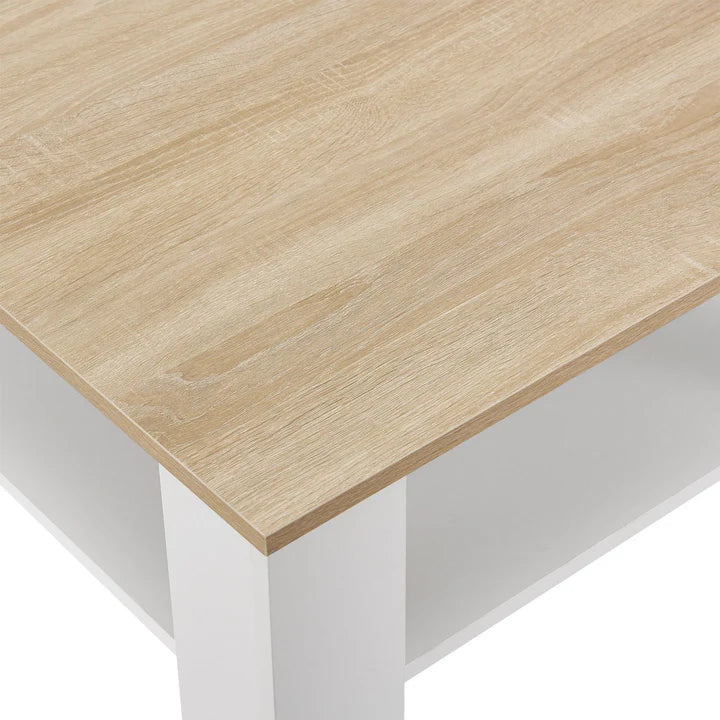Couchtisch in Weiss mit Holzoptik 60x60 cm