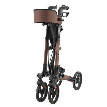 Aluminium Rollator Vital klappbar mit Sitzfläche & Einkaufstasche in braun