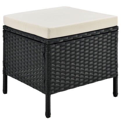 Polyrattan Lounge Manacor Gartenmöbel-Set Schwarz/Creme