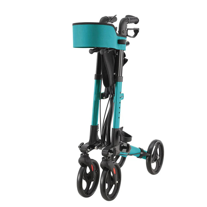 Aluminium Rollator Vital klappbar mit Sitzfläche & Einkaufstasche in petrol