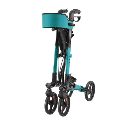 Aluminium Rollator Vital klappbar mit Sitzfläche & Einkaufstasche in petrol