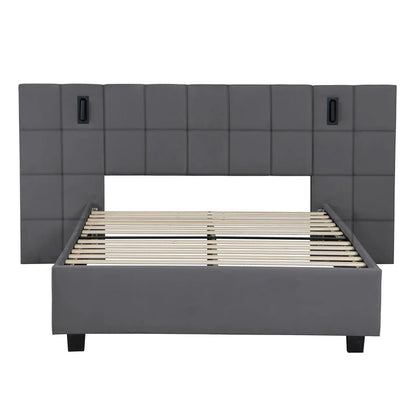 Polsterbett 140x200 cm Luzano - LED Lattenrost & Kopfteil - Samt Schwarz - Palo24