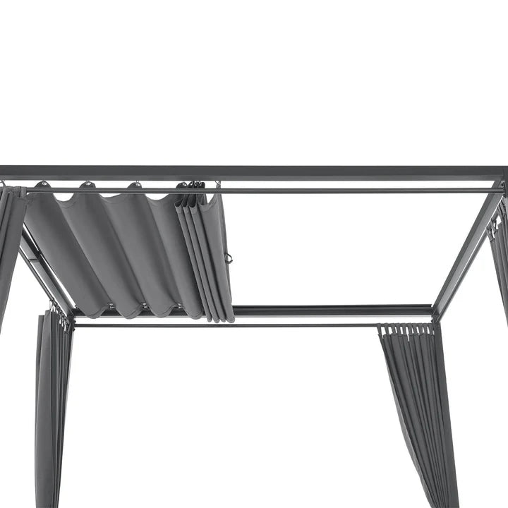 Transat double lounge bed Crète - transat avec toit en gris