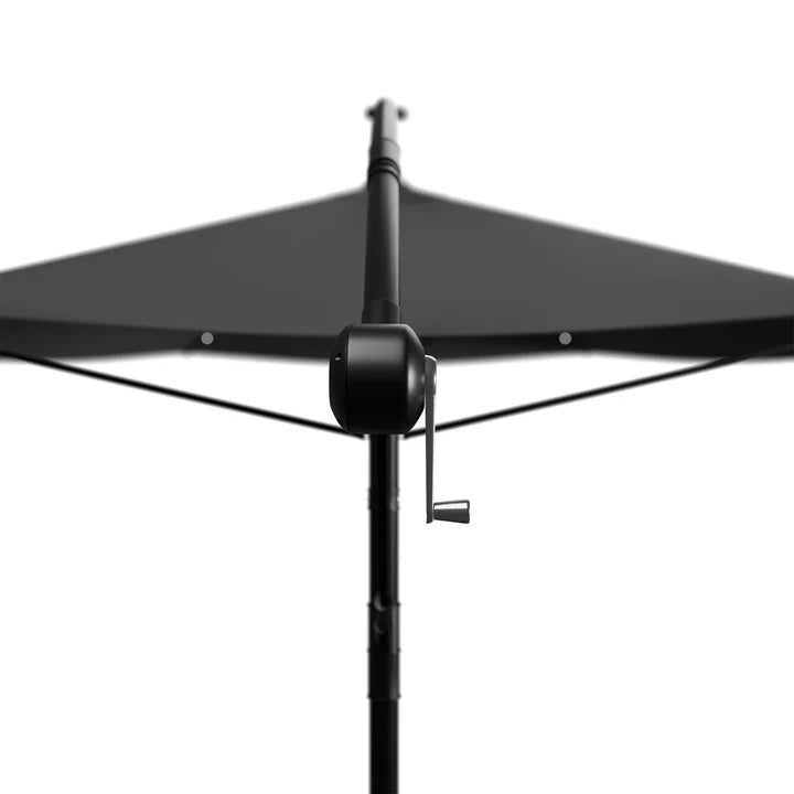Parasol Brazil Ø 3,5m avec LED, manivelle et base gris foncé