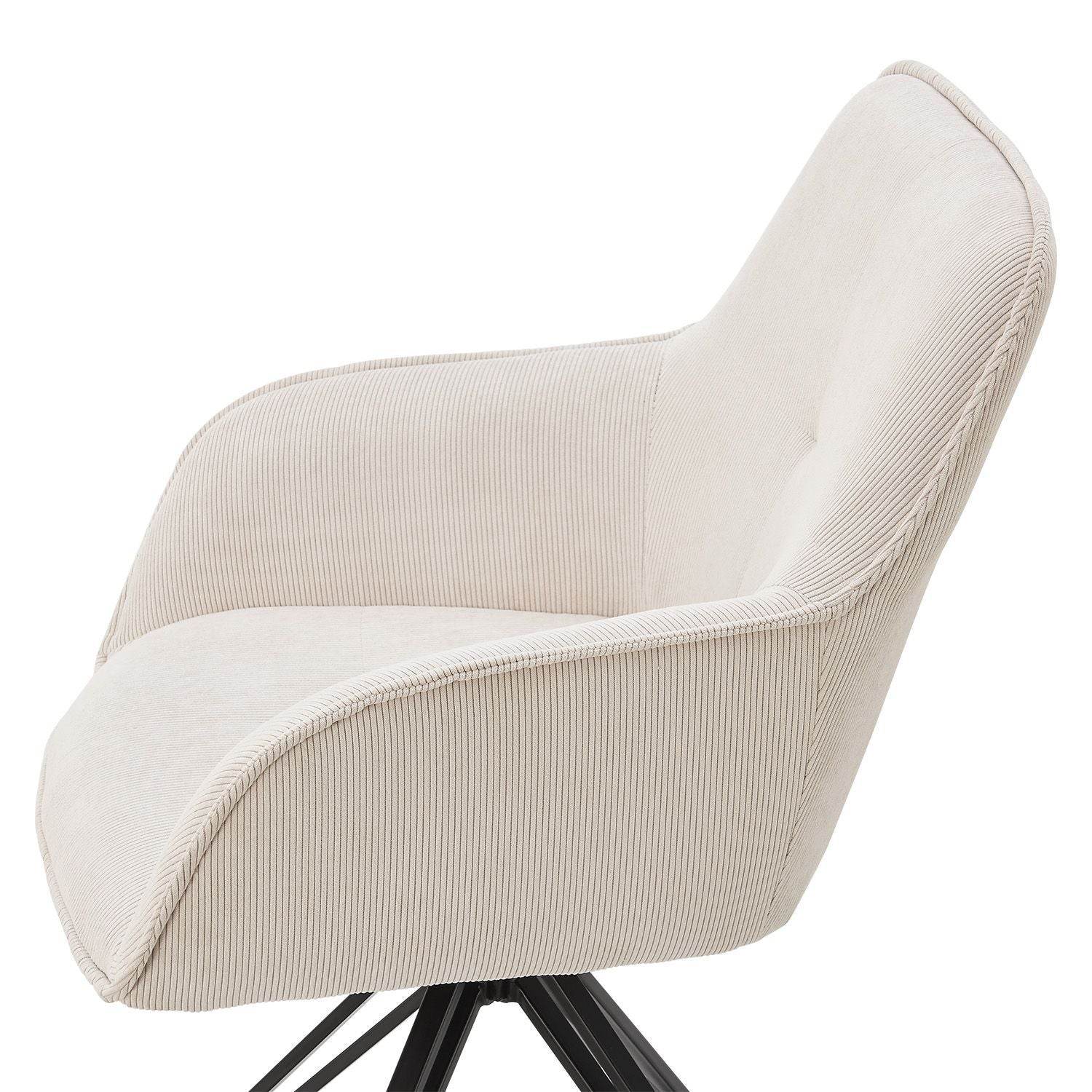 Esszimmerstuhl Drehstuhl Clyde mit Armlehne Cord Beige - Palo24