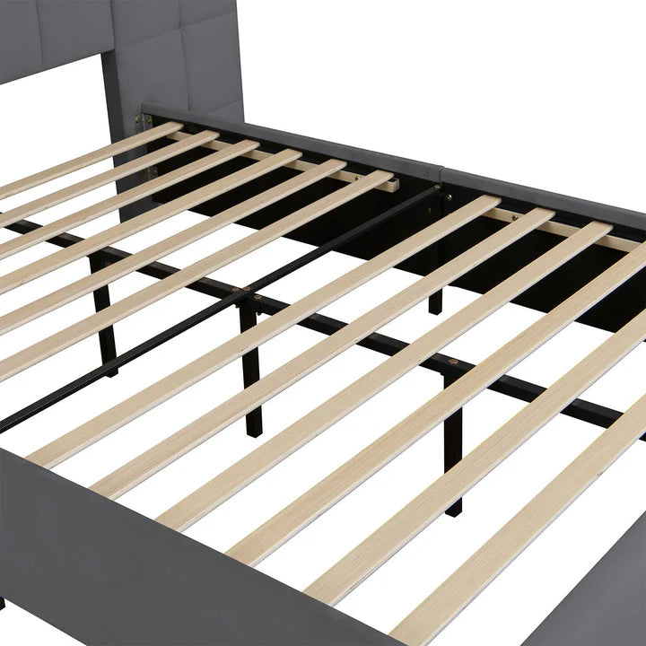 Polsterbett 140x200 cm Luzano - LED Lattenrost & Kopfteil - Samt Schwarz - Palo24