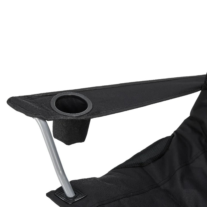 Chaise de camping Lido Noir Chaise pliante rembourrée avec porte-gobelet et sac