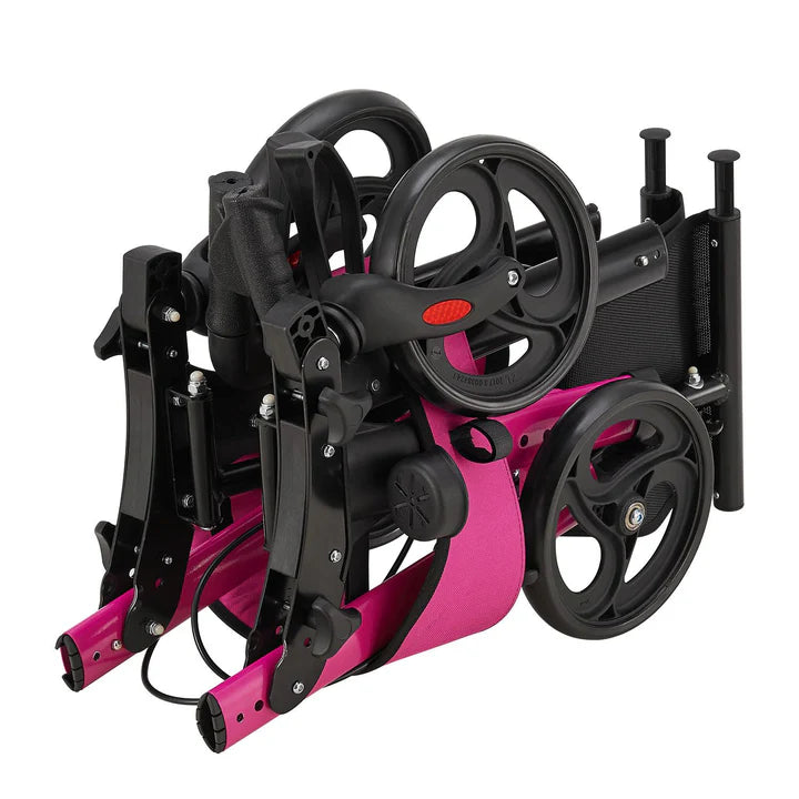 Rollator in alluminio Vital pieghevole con seduta e borsa per la spesa in viola