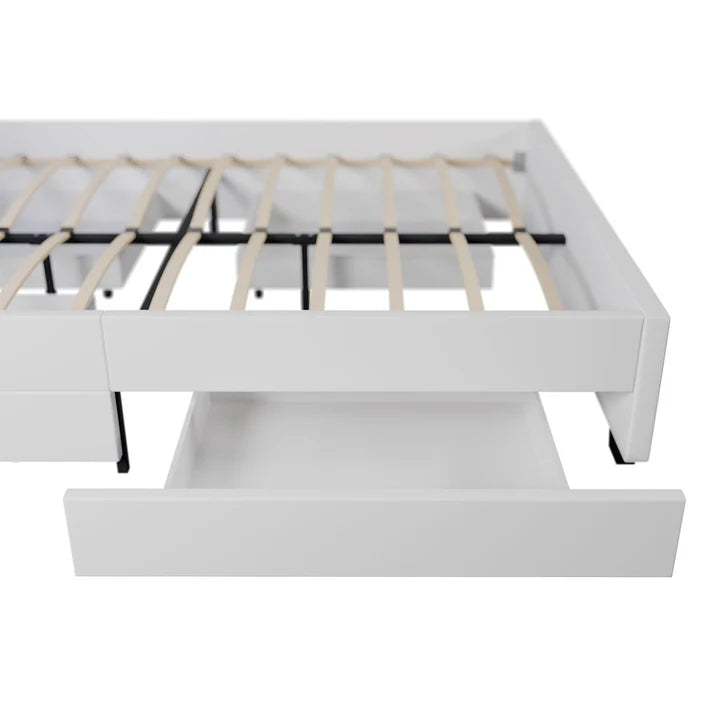LED Polsterbett Lyon mit Bettkasten 140 x 200 cm - weiss