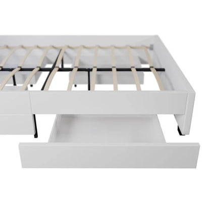 LED Polsterbett Lyon mit Bettkasten 140 x 200 cm - weiss