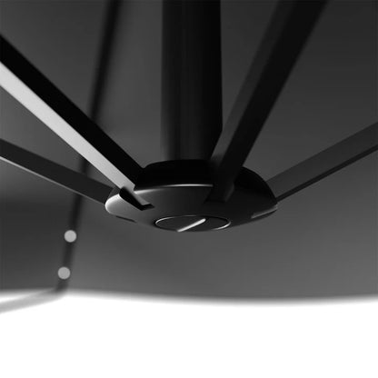 Parasol Brazil Ø 3,0m avec LED, manivelle et base gris foncé