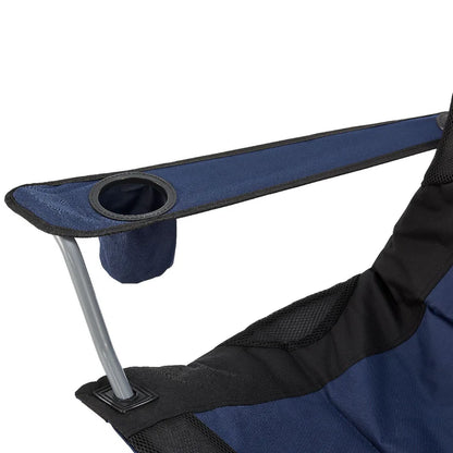 Chaise de camping Lido bleue, chaise pliante rembourrée avec porte-gobelet et sac