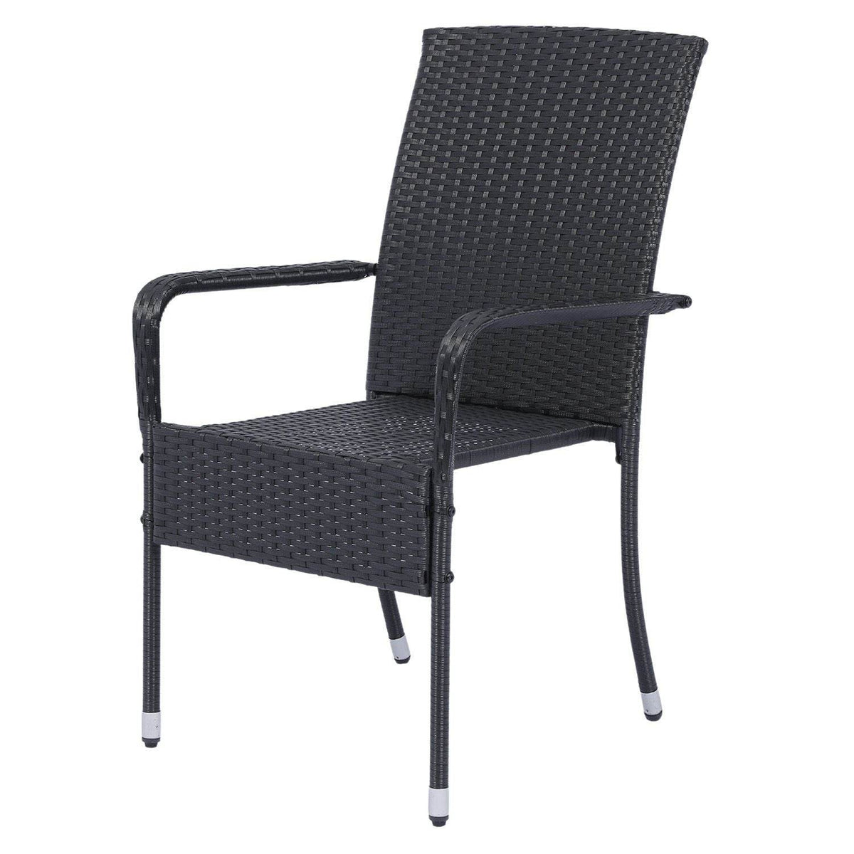 Polyrattan Gartenstühle Yoro 4er Set Schwarz - Palo24