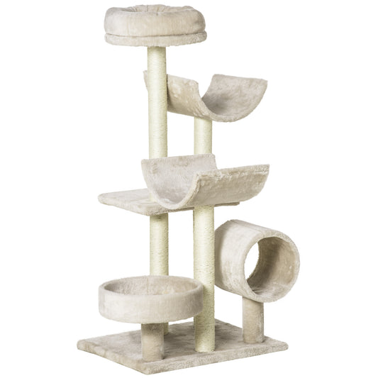 Kratzbaum Katzenbaum Kletterbaum Spielzeug Tunnel Beige L50 x B40 x H105 cm