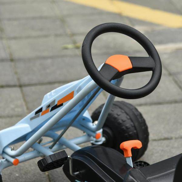 Go Kart Mit Pedal Kinderfahrzeug Tretauto mit Pedal für 3-8 Jahre Stahl Hellblau - Palo24