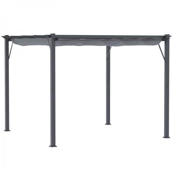 Pavillon Pergola mit Schiebedach Alu Grau 3 x 3 m - Palo24