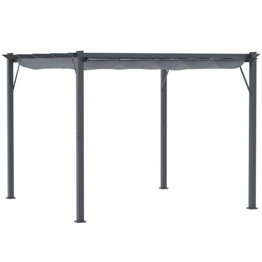 Pavillon Pergola mit Schiebedach Alu Grau 3 x 3 m - Palo24