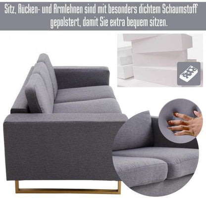 Polstersofa 3-Sitzer Stoffsofa dunkelgrau 200 x 82 x 78 - Palo24