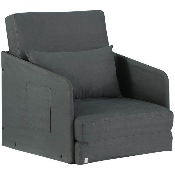 Schlafsofa Sofabett Waschbarer Bezug 2 Seitentaschen Kissen Metall Grau - Palo24