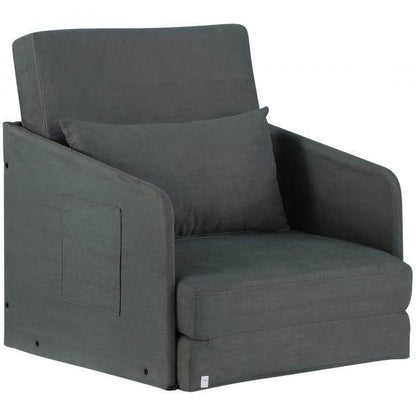 Schlafsofa Sofabett Waschbarer Bezug 2 Seitentaschen Kissen Metall Grau - Palo24