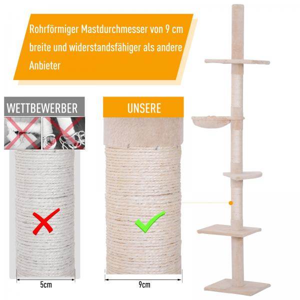 Katzenbaum Kratzbaum Katzenkratzbaum mit Sisalsäulen höhenverstellbar Beige - Palo24