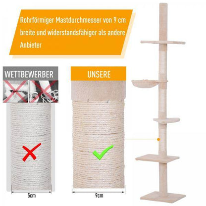 Katzenbaum Kratzbaum Katzenkratzbaum mit Sisalsäulen höhenverstellbar Beige - Palo24