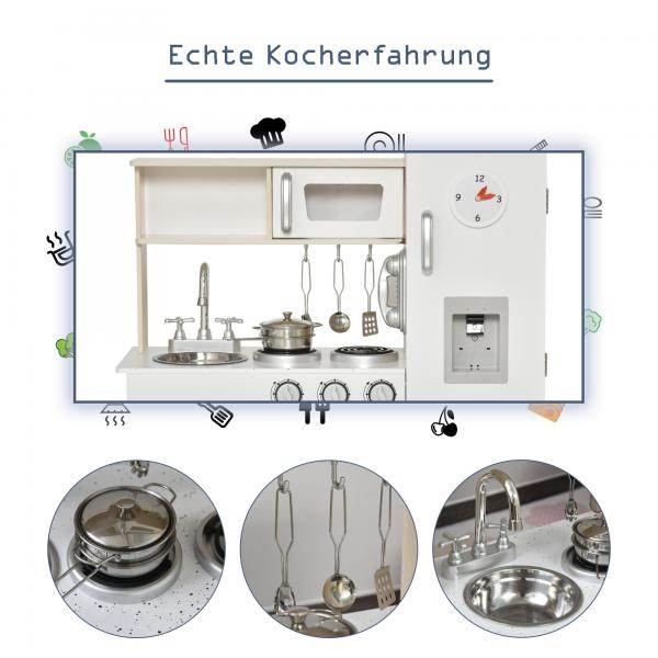Kinderküche mit viel Zubehör Spielküche Kiefer MDF Weiss - Palo24