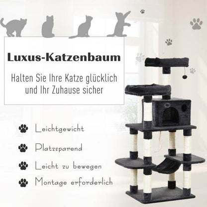 Katzenbaum Kratzbaum mit Sisalsäulen Spielball Dunkelgrau - Palo24