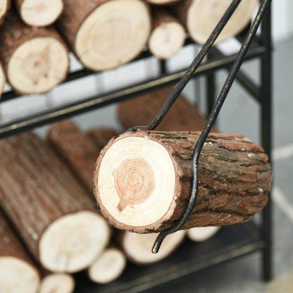 Kaminholzständer Kaminbesteck Brennholzregal Feuerholzablage Kaminwerkzeug Eisen Gold - Palo24