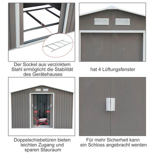 Gerätehaus mit Fundament Geräteschuppen grau - Palo24