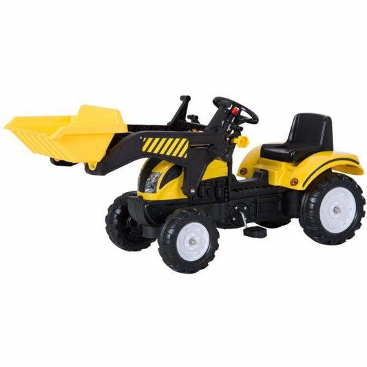 Tretauto Traktor mit Fontlader ab 3 Jahre Schwarz+Gelb - Palo24