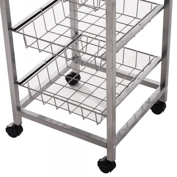 Küchenwagen Rollwagen 4-stöckig rollbar Weiss - Palo24
