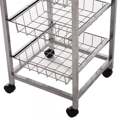 Küchenwagen Rollwagen 4-stöckig rollbar Weiss - Palo24