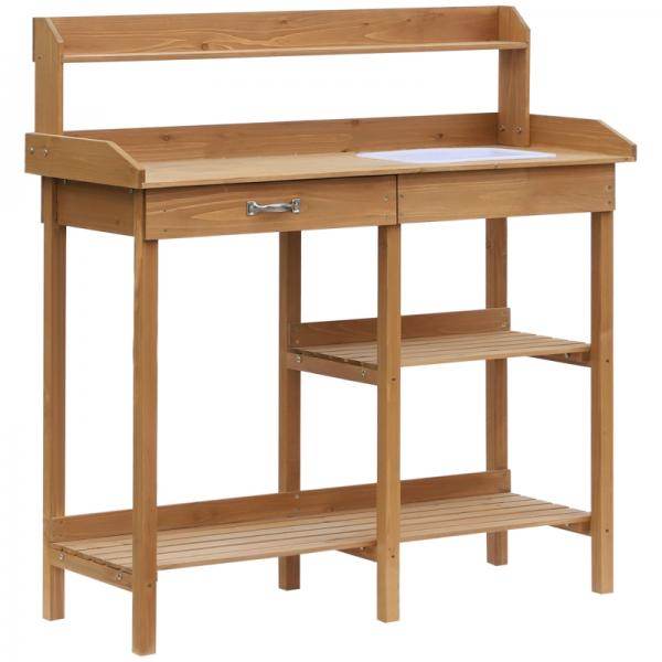 Pflanztisch mit Wanne Tannenholz H112cm Natur - Palo24