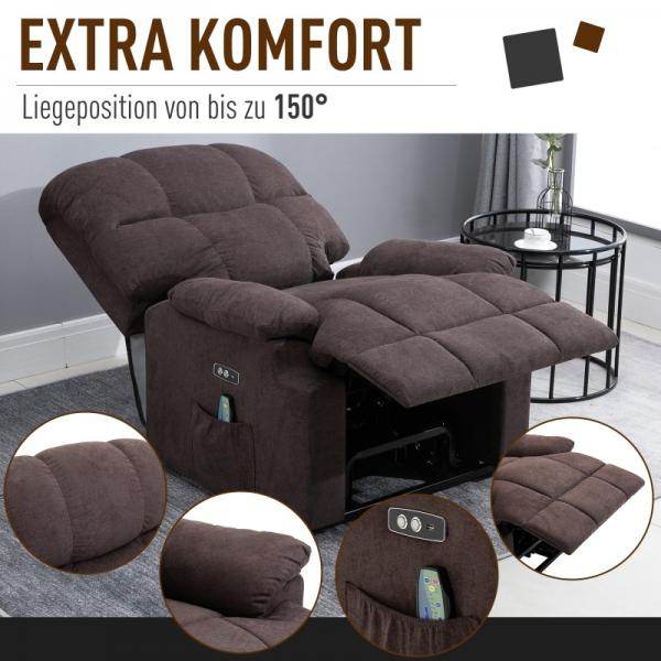 Massagesessel mit Wärmefunktion USB-Anschluss Braun - Palo24
