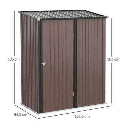 Gerätehaus mit Pultdach 1,34 m² Metall Gartenhaus Geräteschuppen verzinkter Stahl Braun - Palo24