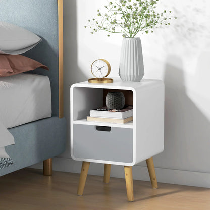 Comodino Comodino con cassetto Bianco
