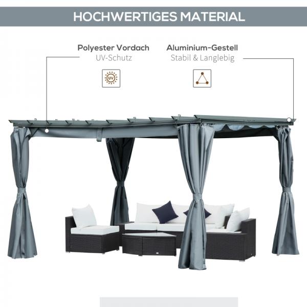3,6 x 3 m Pergola-Pavillion Abnehmbare Dach Sonnenschutz Grau - Palo24