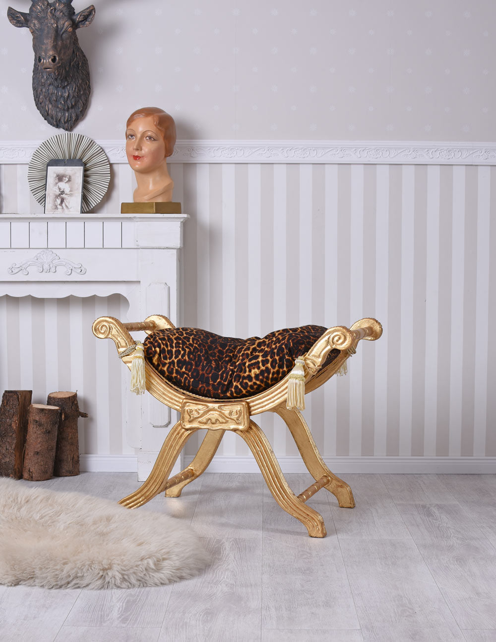 BAROCKE SITZGONDEL HOCKER LOUIS XV ANTIK SHABBY