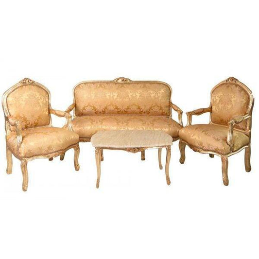 SITZGRUPPE BAROCK SALONGARNITUR SOFA & ZWEI SESSEL TISCH - Palo24