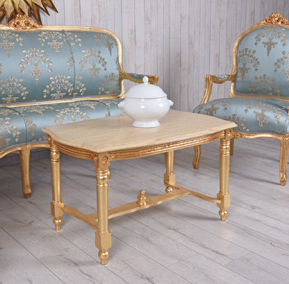 SITZGRUPPE BAROCK SALONGARNITUR SOFA & ZWEI SESSEL TISCH